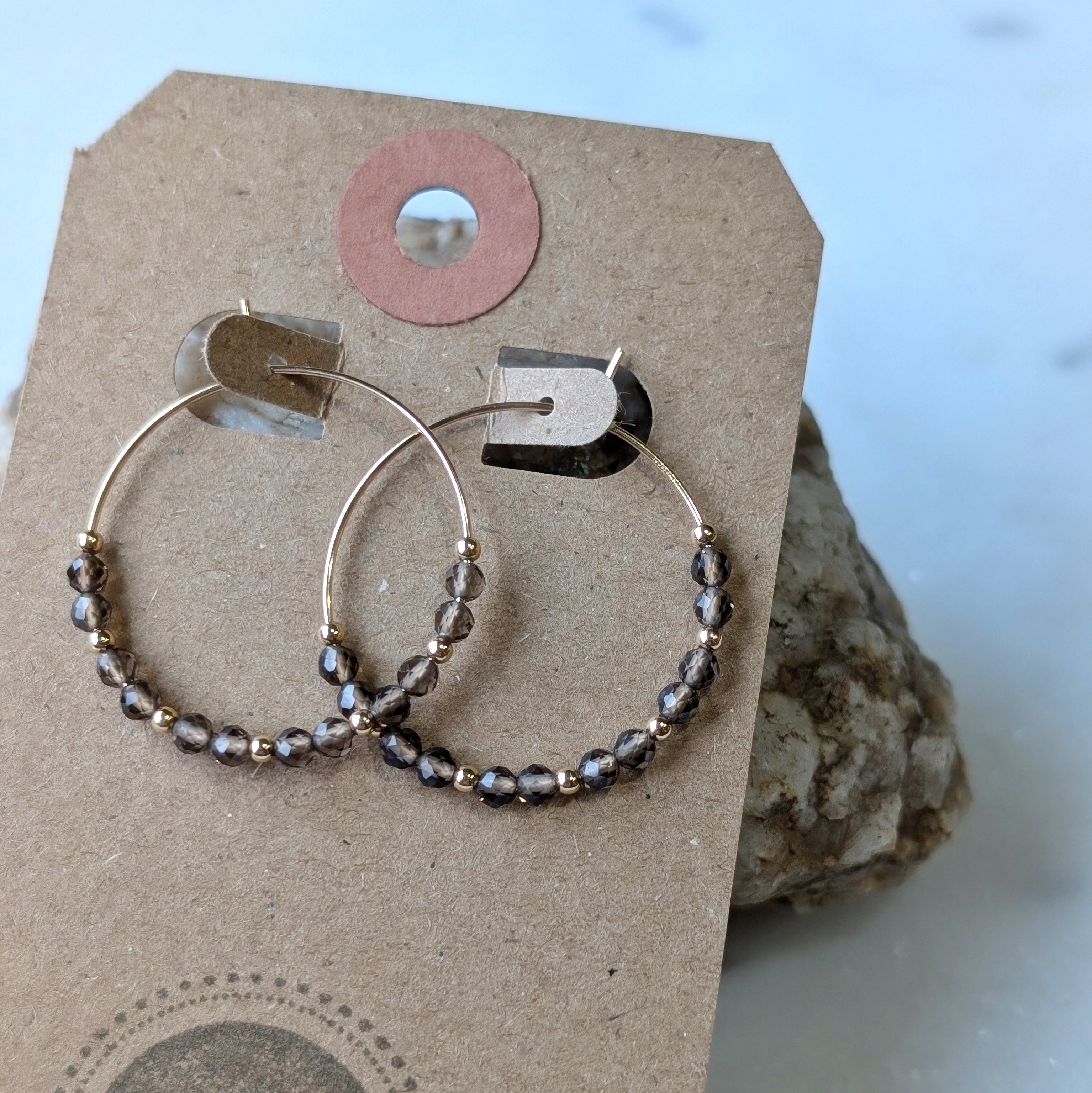 Smoky Quartz Hoops