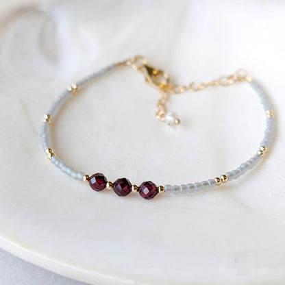 Garnet Gray Waters Triple Bracelet