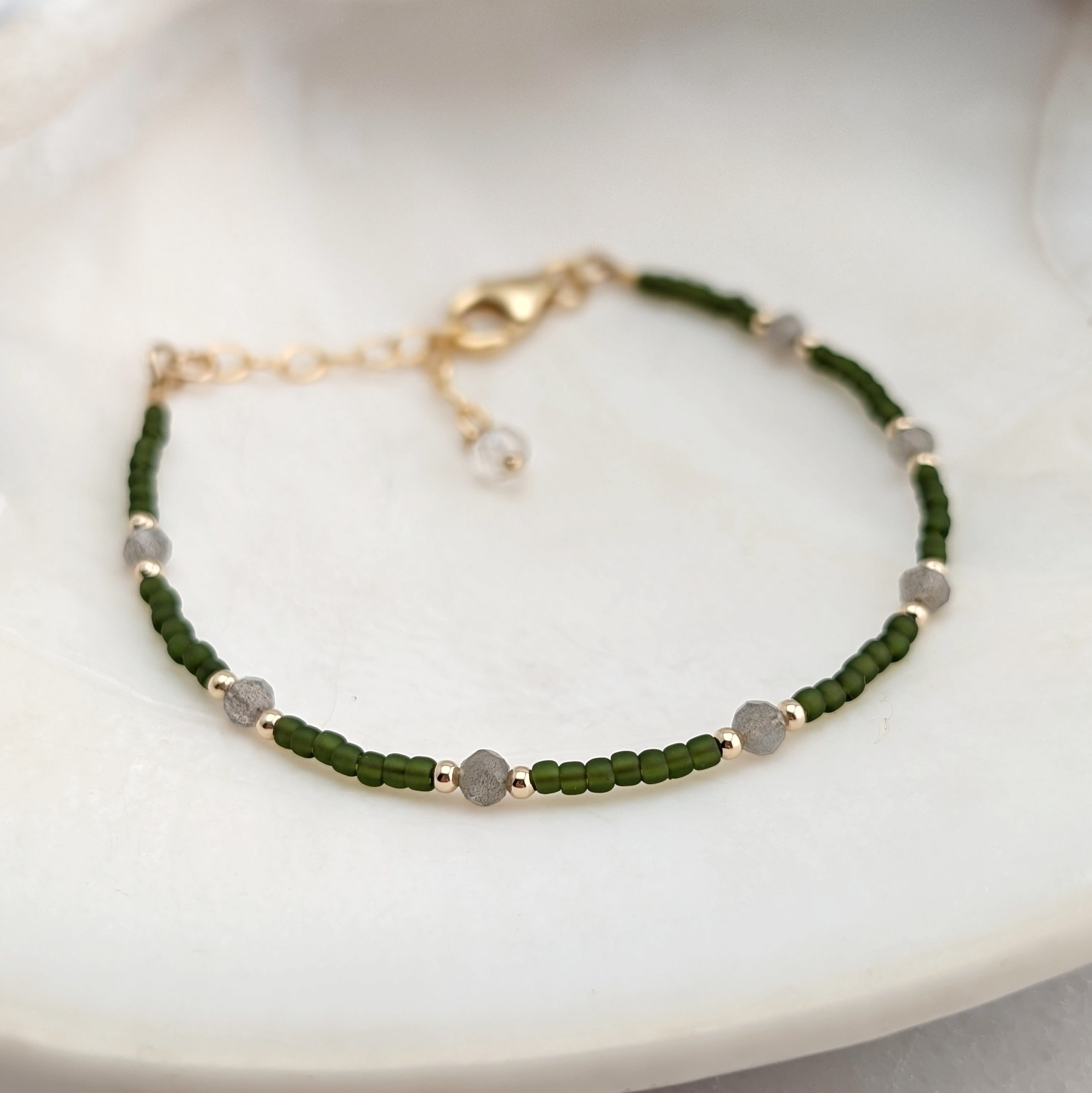 Labradorite Olive Green Transformation Bracelet
