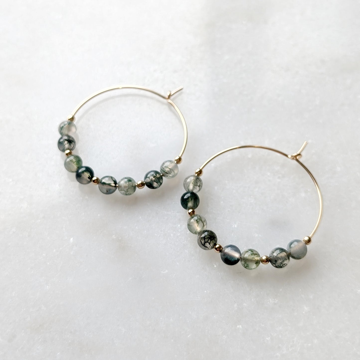 Moss Agate Earth Grounding Hoops