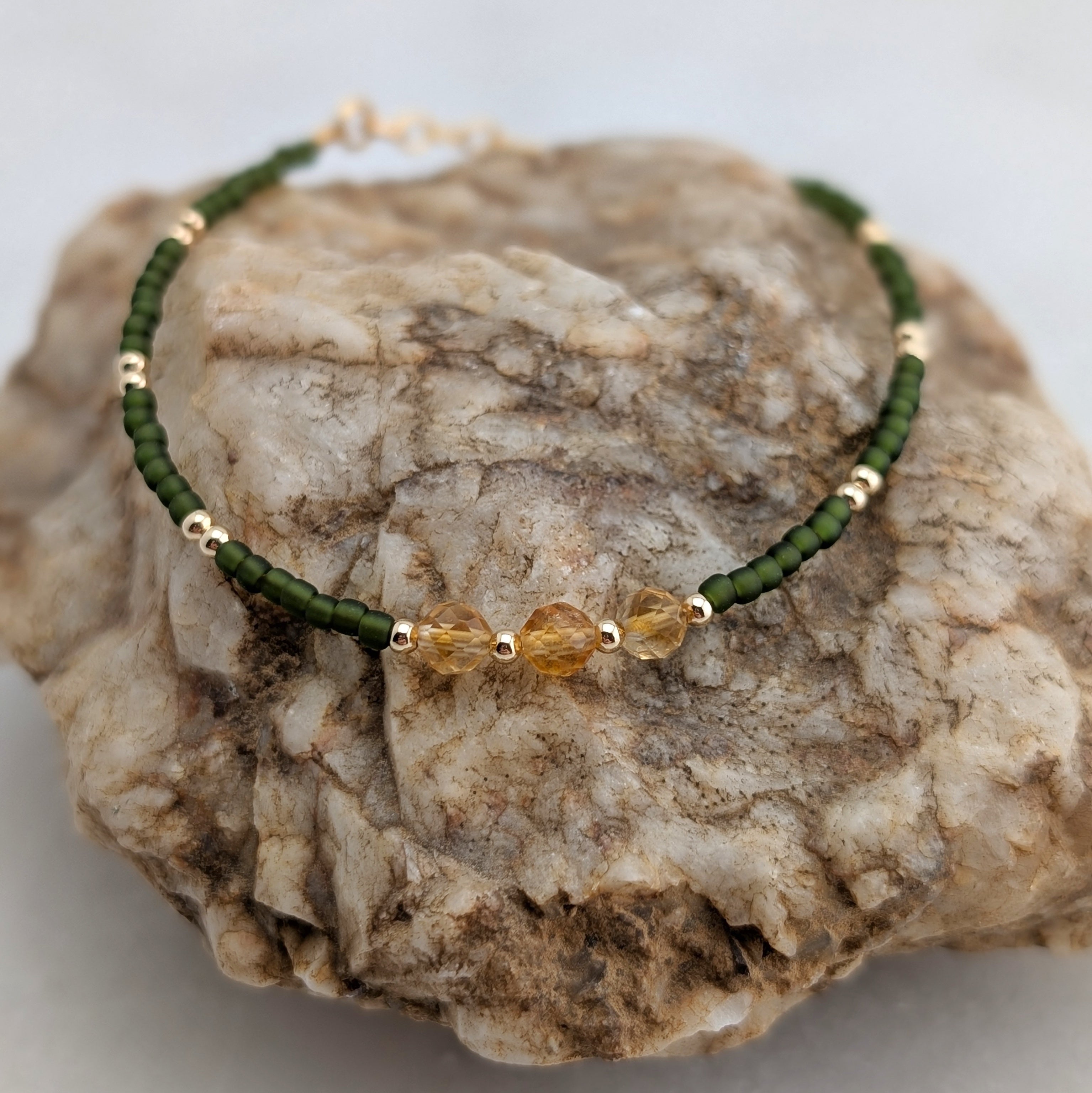 Citrine Olive Triple Abundance Bracelet