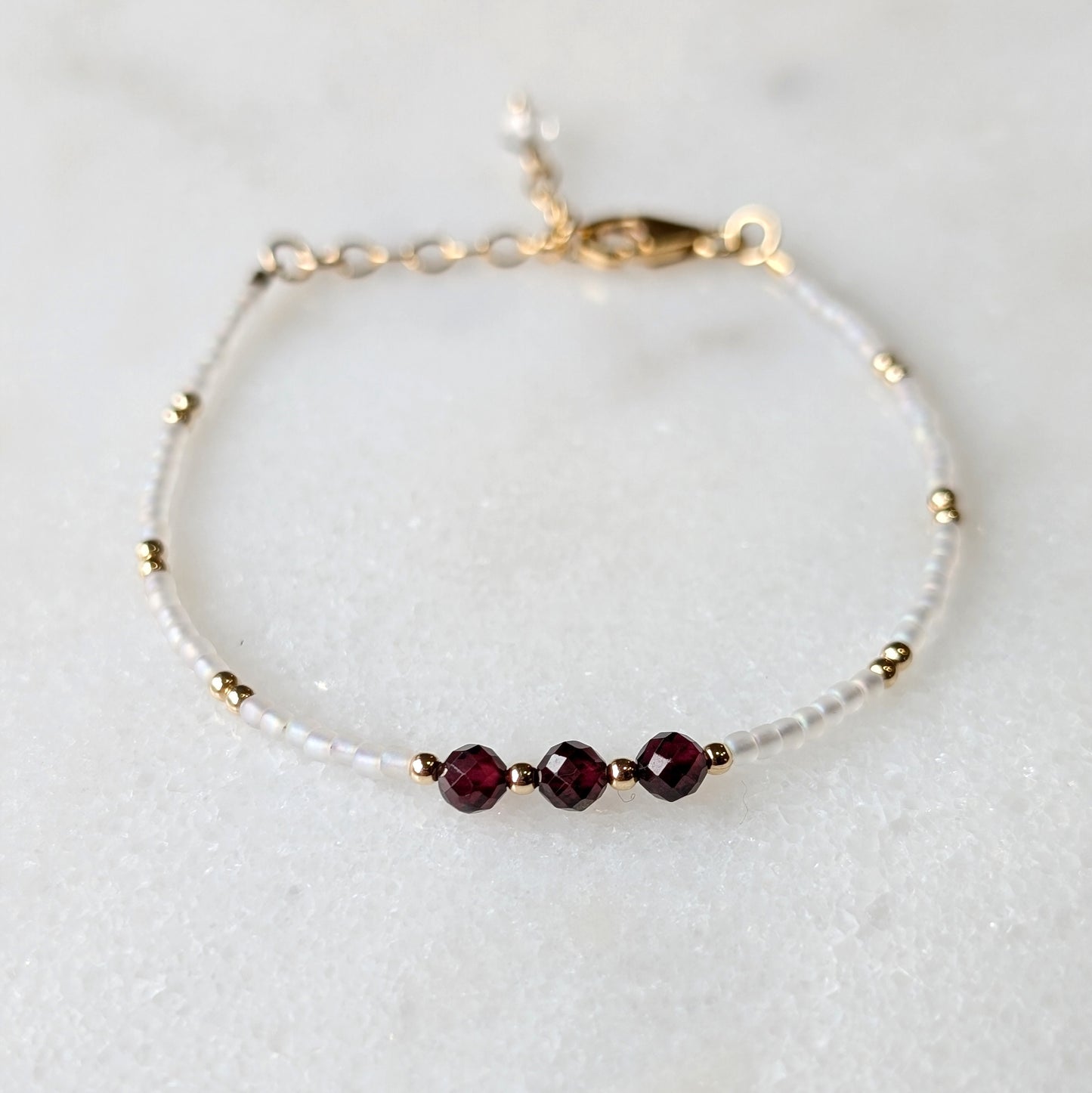 Garnet Pearlescent Noir Triple Bracelet