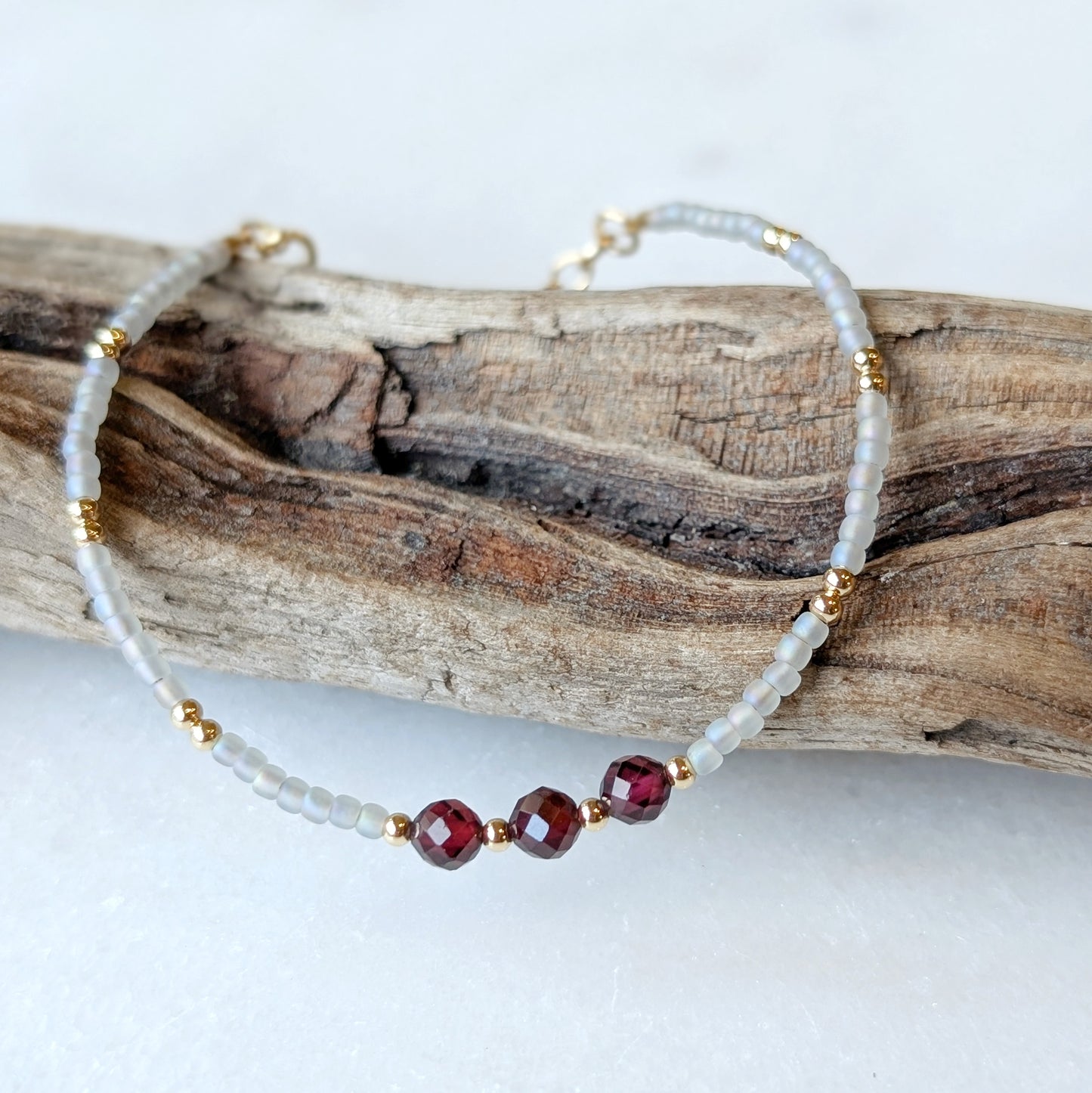 Garnet Gray Waters Triple Bracelet