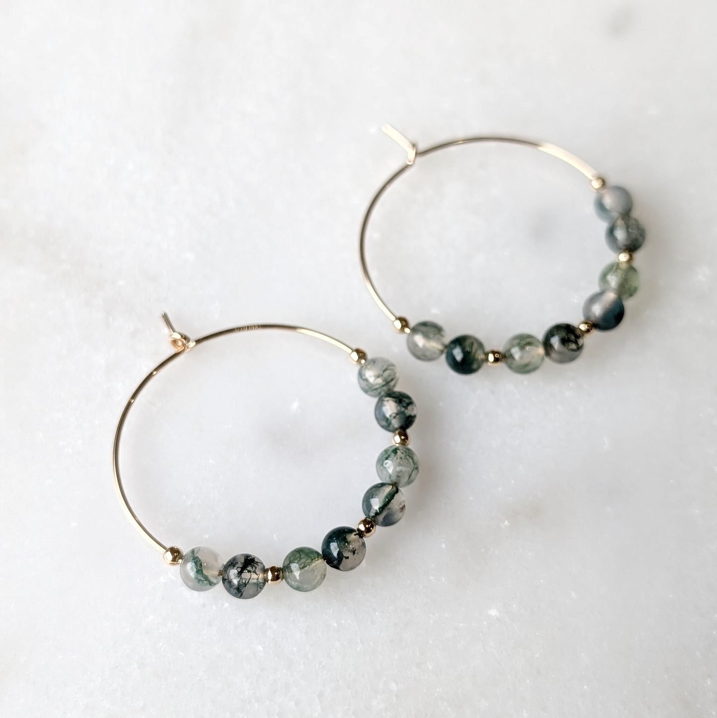 Moss Agate Earth Grounding Hoops