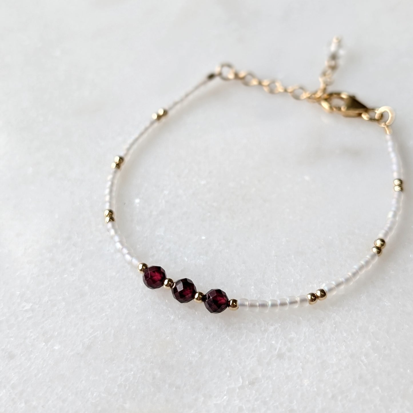 Garnet Pearlescent Noir Triple Bracelet