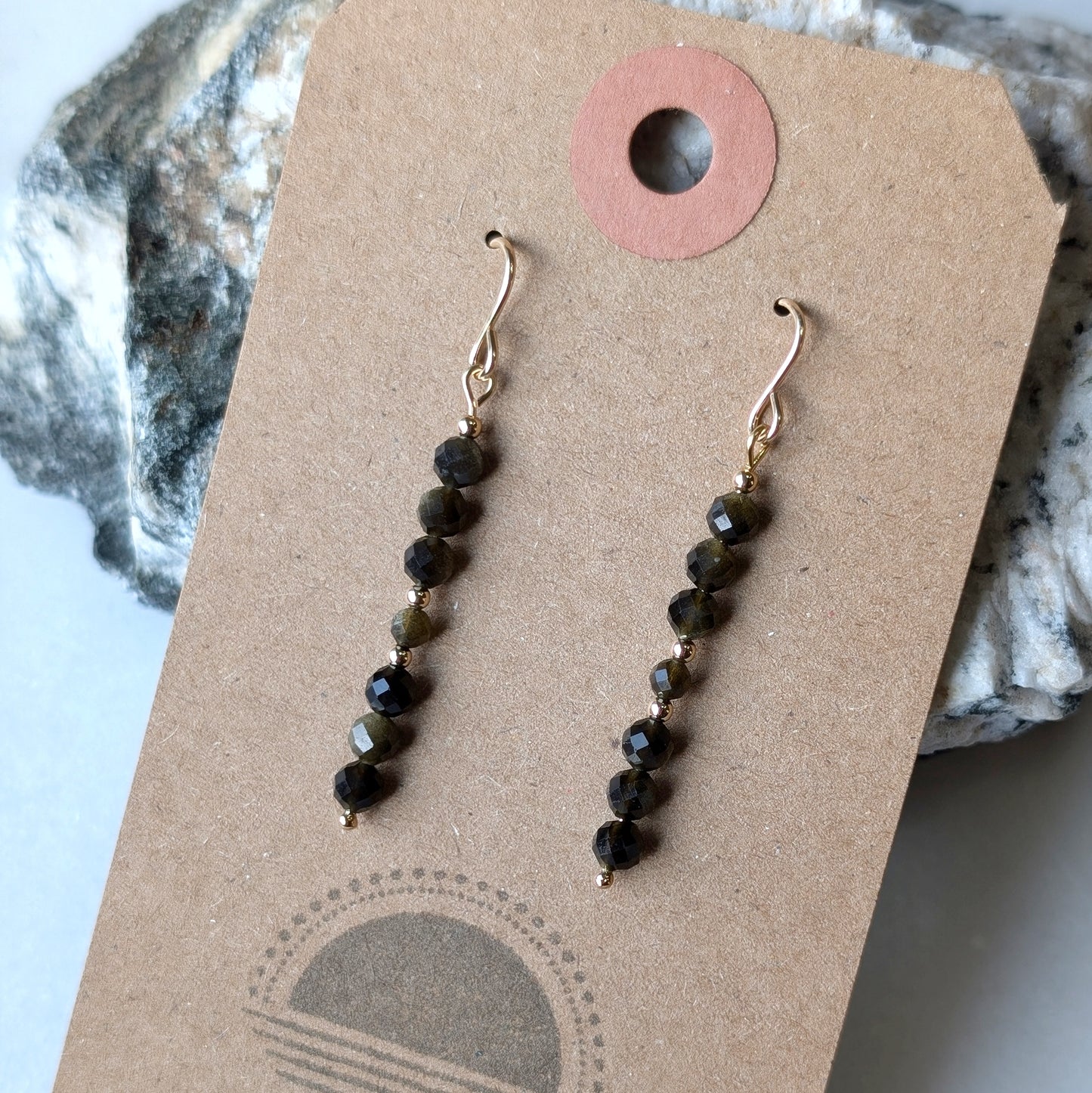 Golden Obsidian Grounding Gemstone Dangles