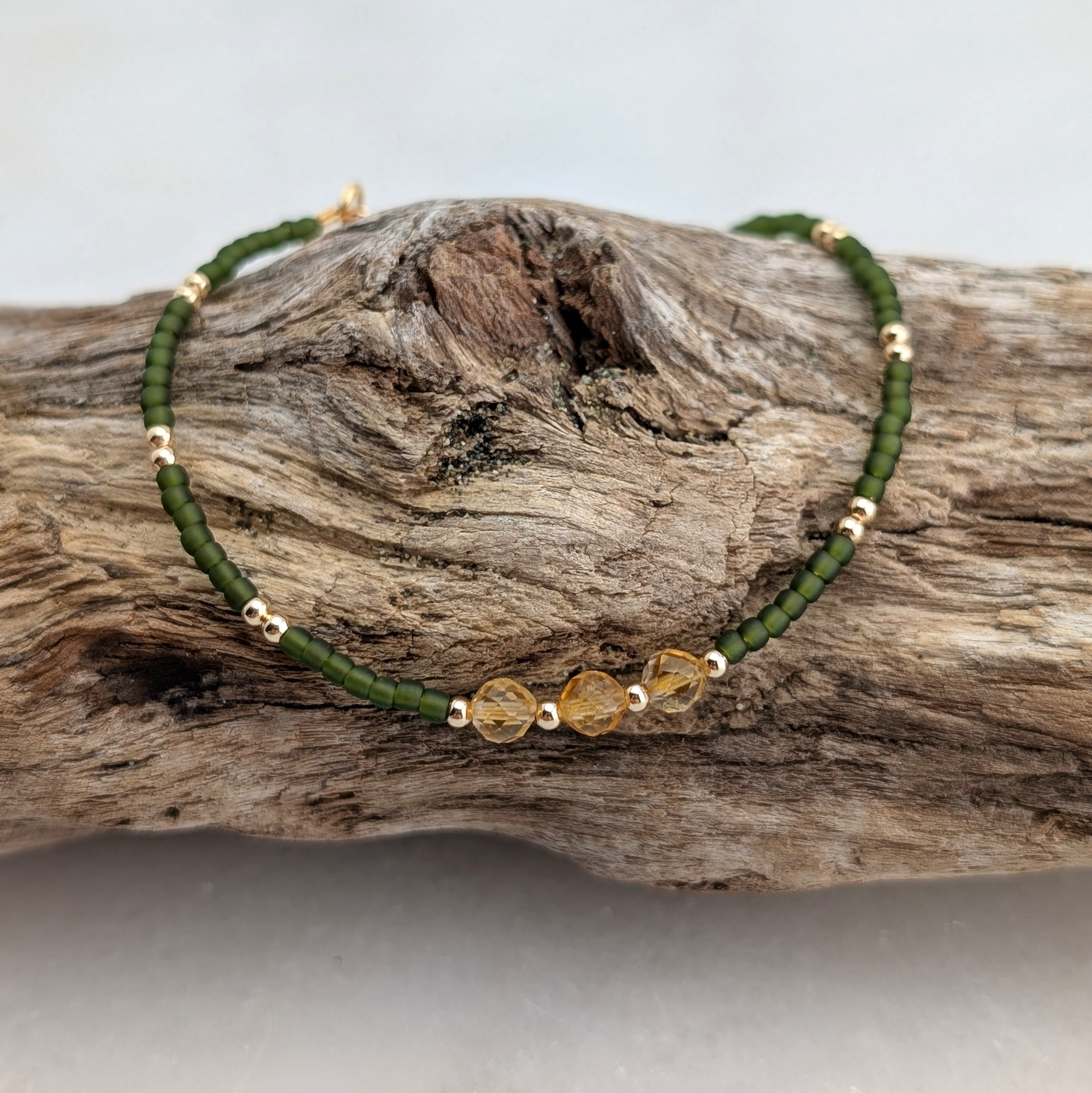 Citrine Olive Triple Abundance Bracelet