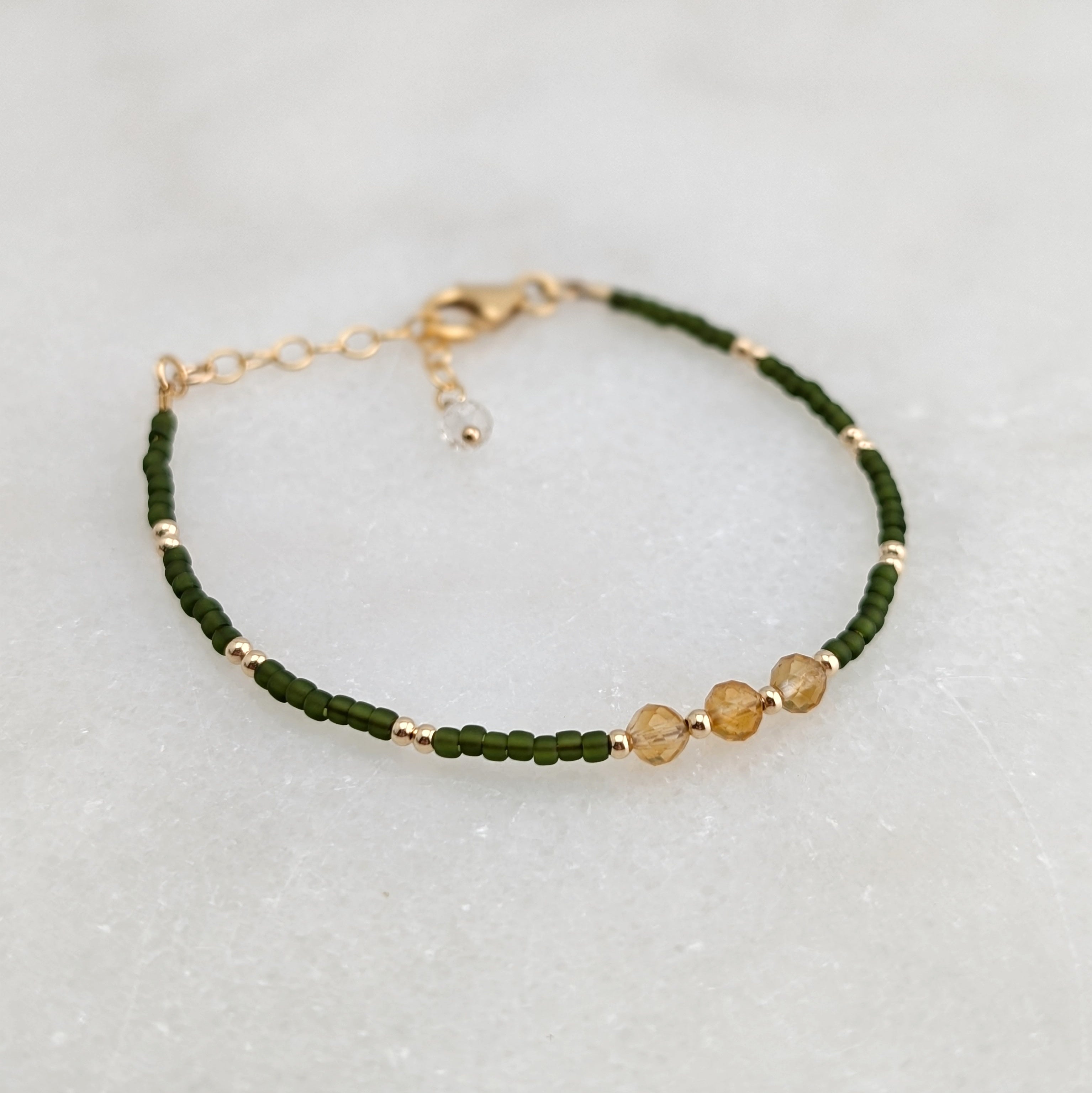 Citrine Olive Triple Abundance Bracelet
