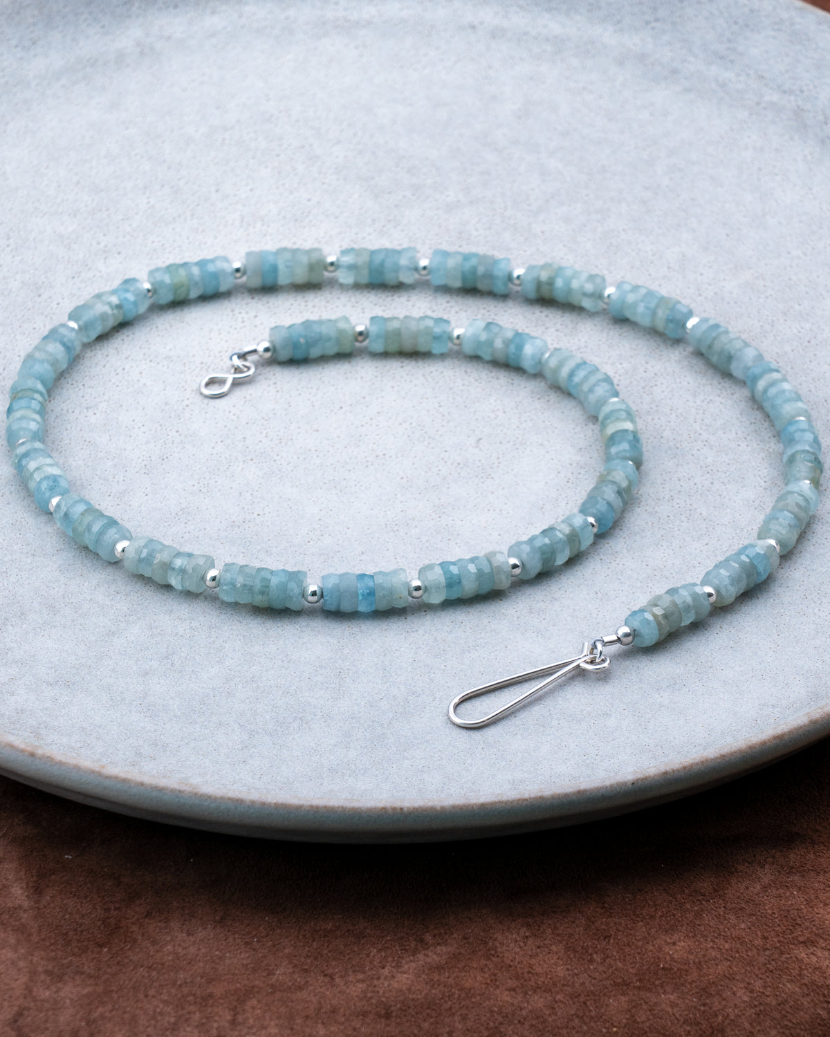 Glacial Sea Aquamarine Heishi Necklace