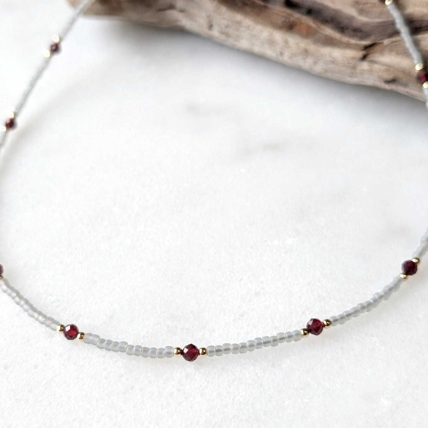 Garnet Gray Waters Necklace