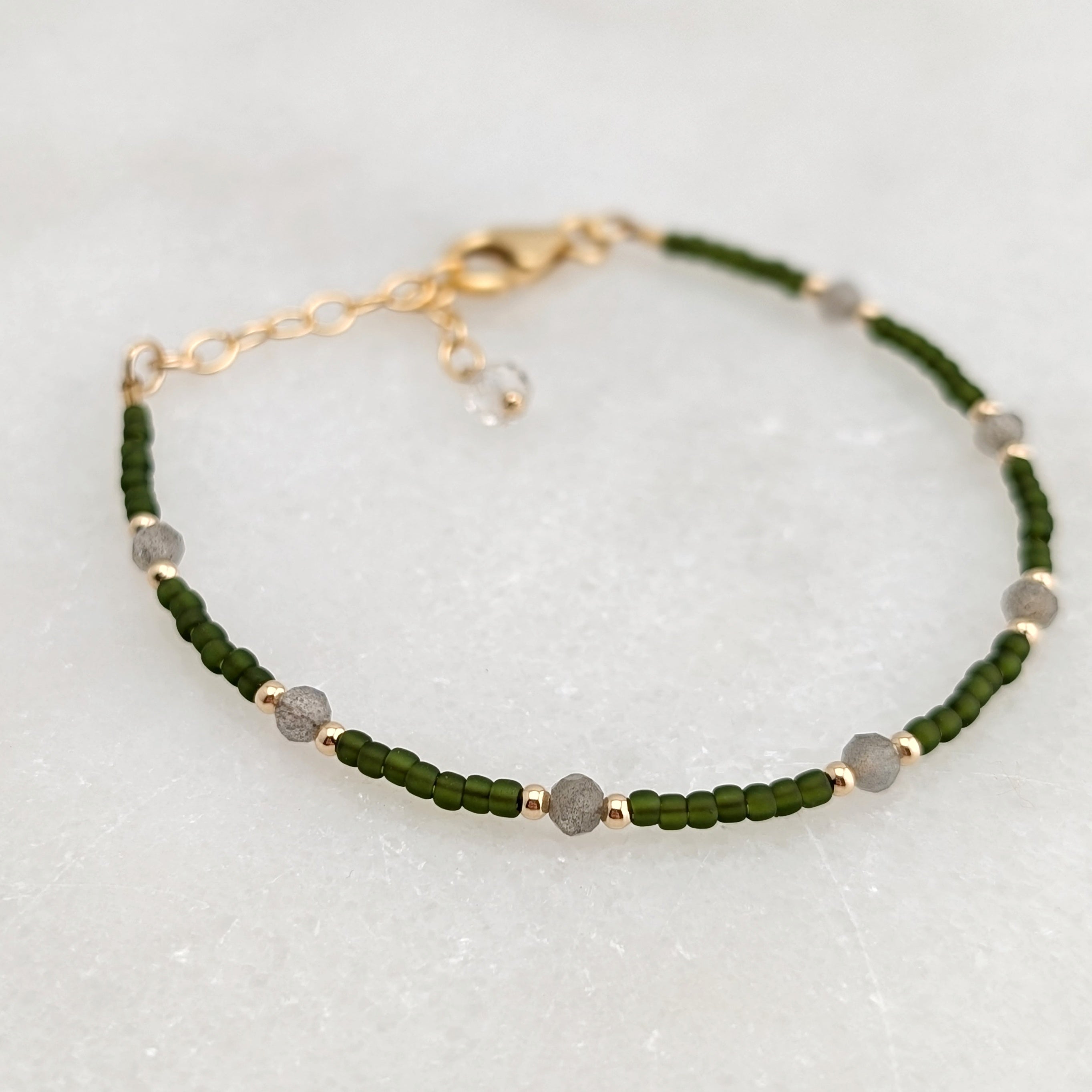 Labradorite Olive Green Transformation Bracelet