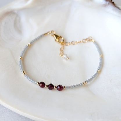 Garnet Gray Waters Triple Bracelet