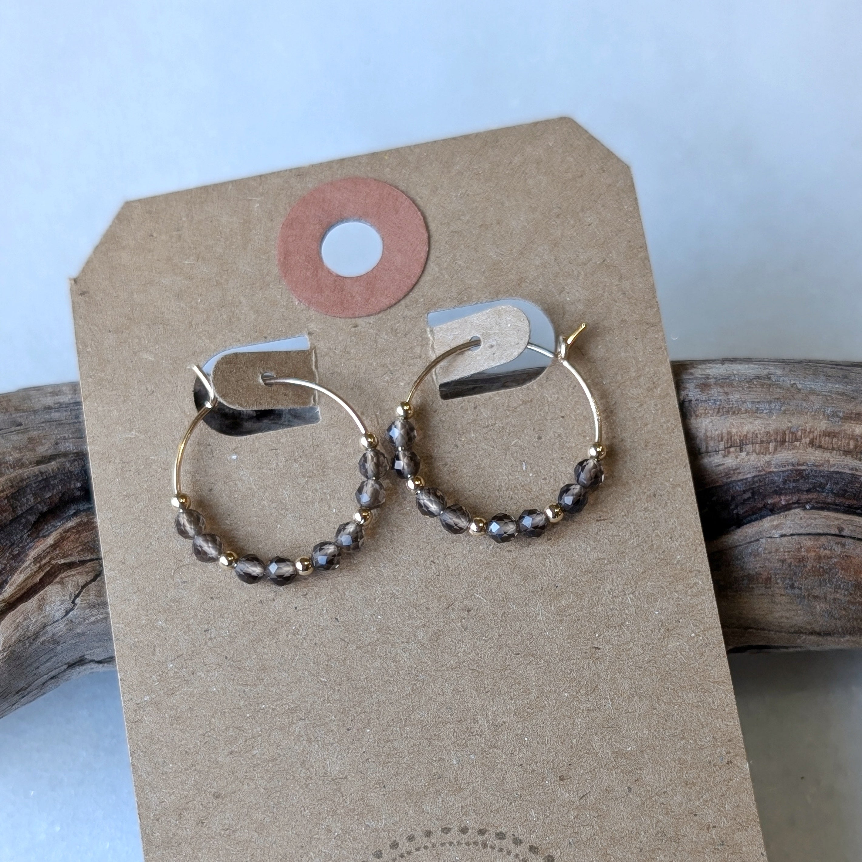 Smoky Quartz Mini Hoops