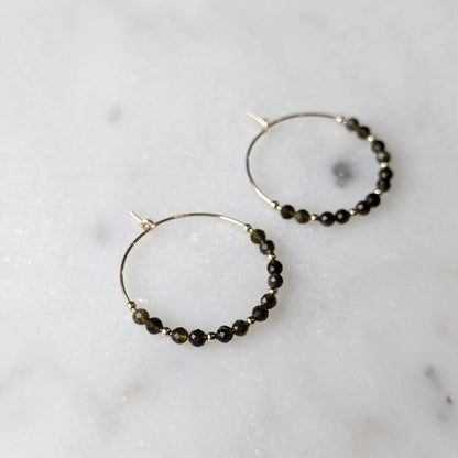 Golden Obsidian Grounding Hoops