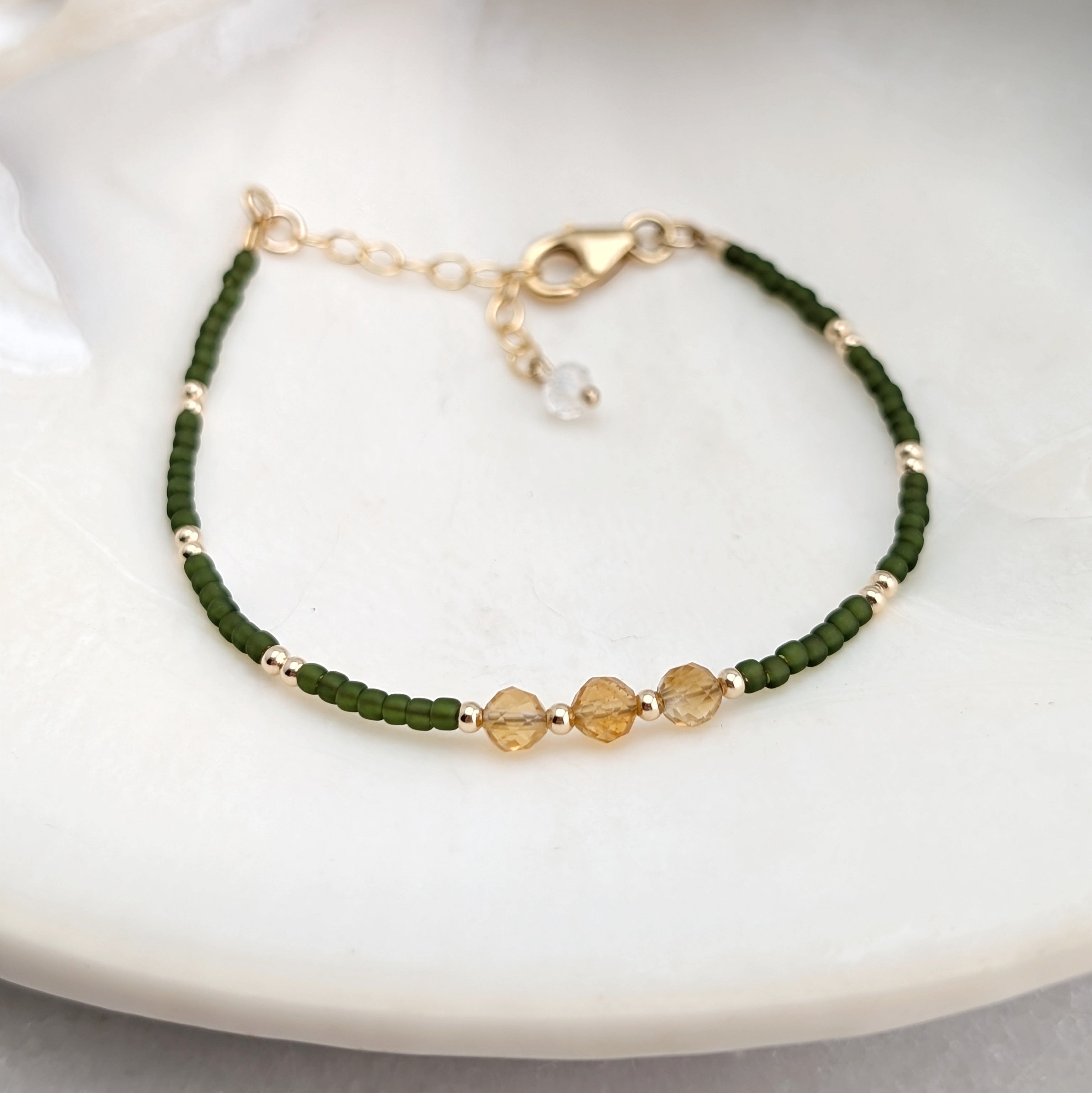 Citrine Olive Triple Abundance Bracelet