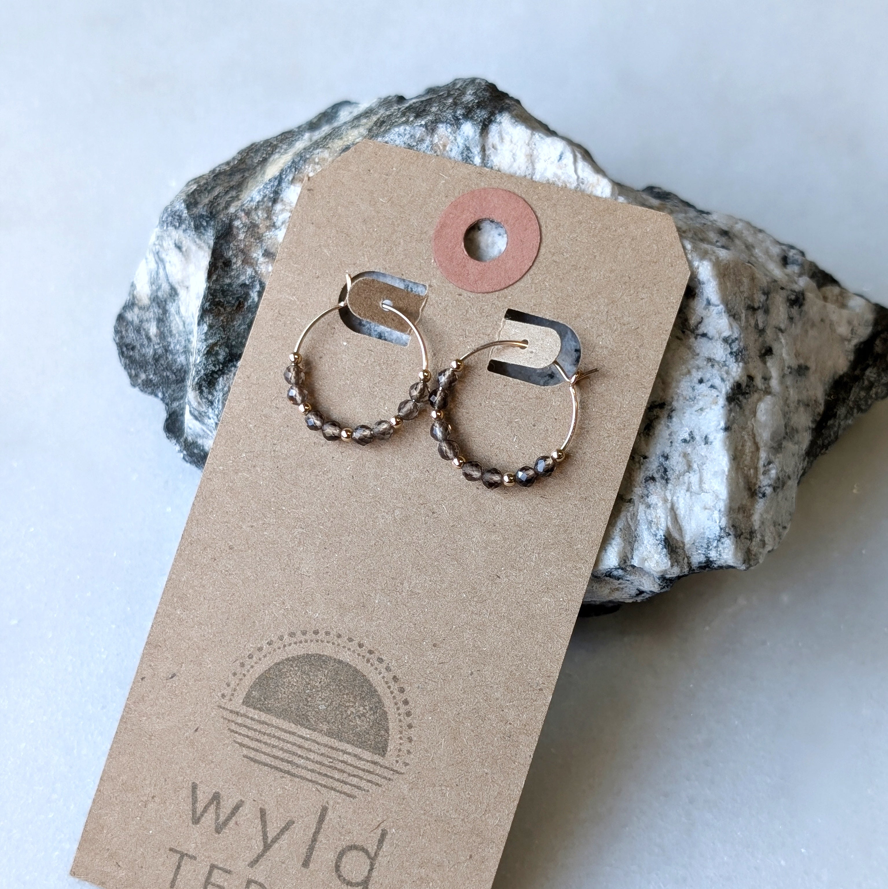 Smoky Quartz Mini Hoops