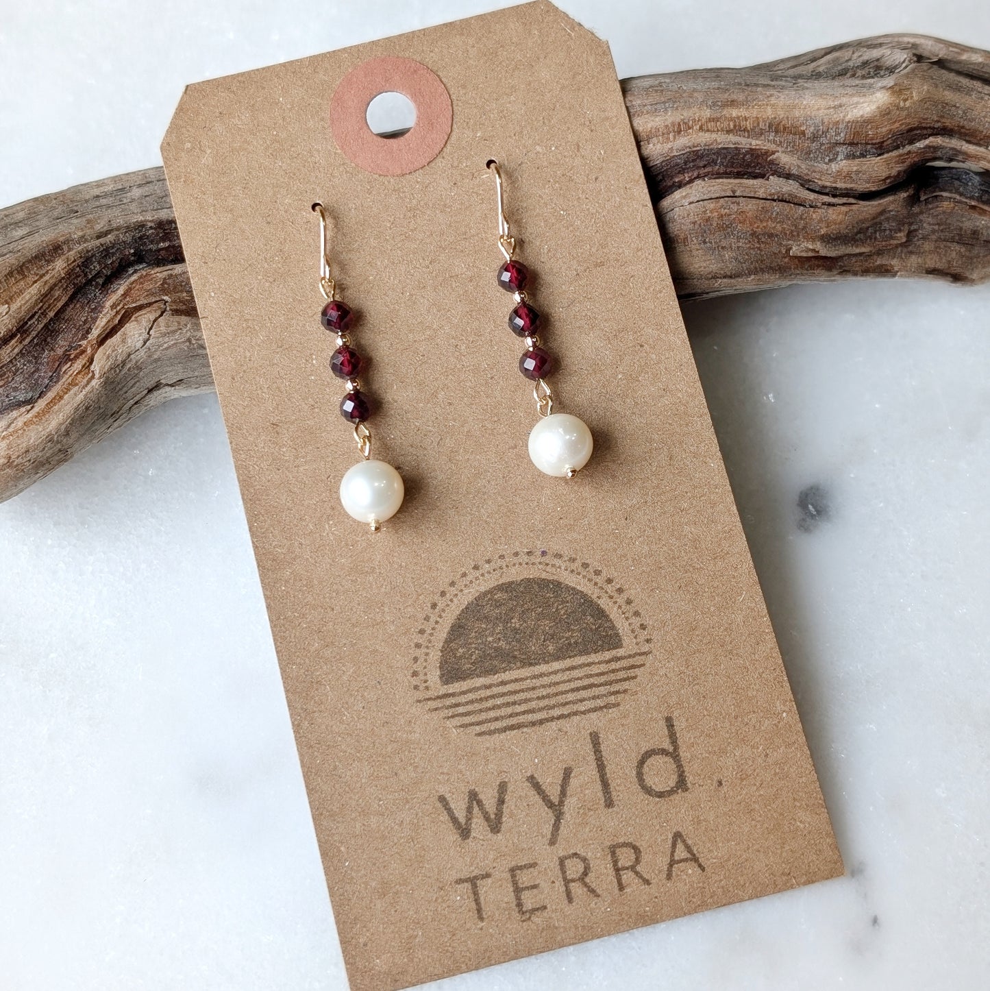 Garnet & Freshwater Pearl Drop Dangles