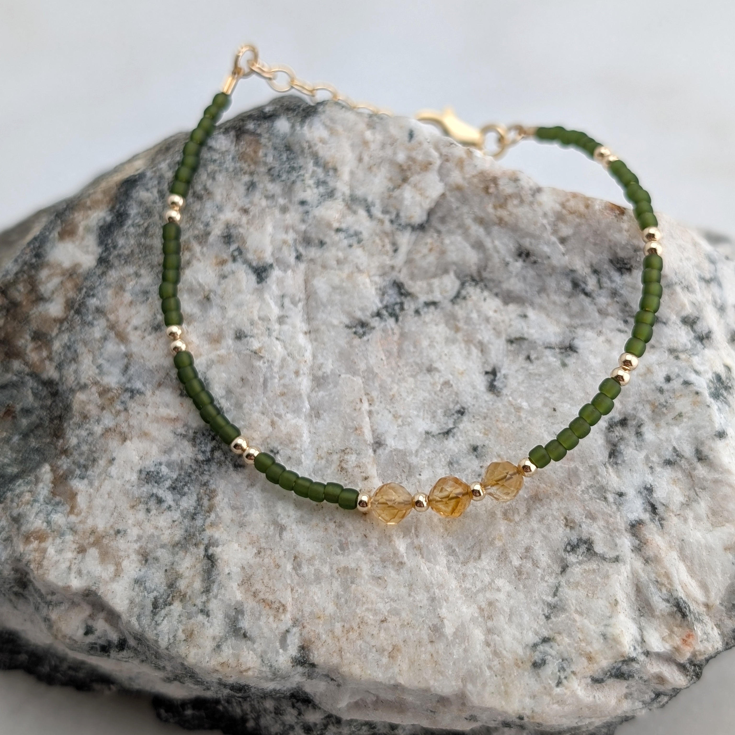 Citrine Olive Triple Abundance Bracelet