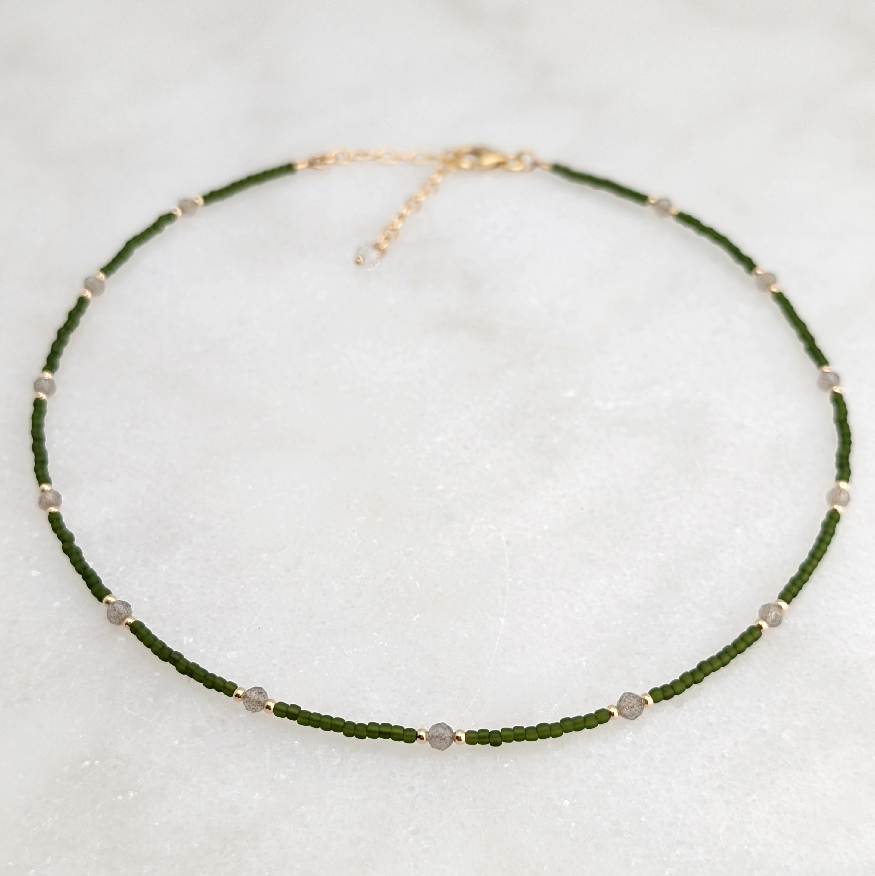 Labradorite Olive Green Transformation Necklace