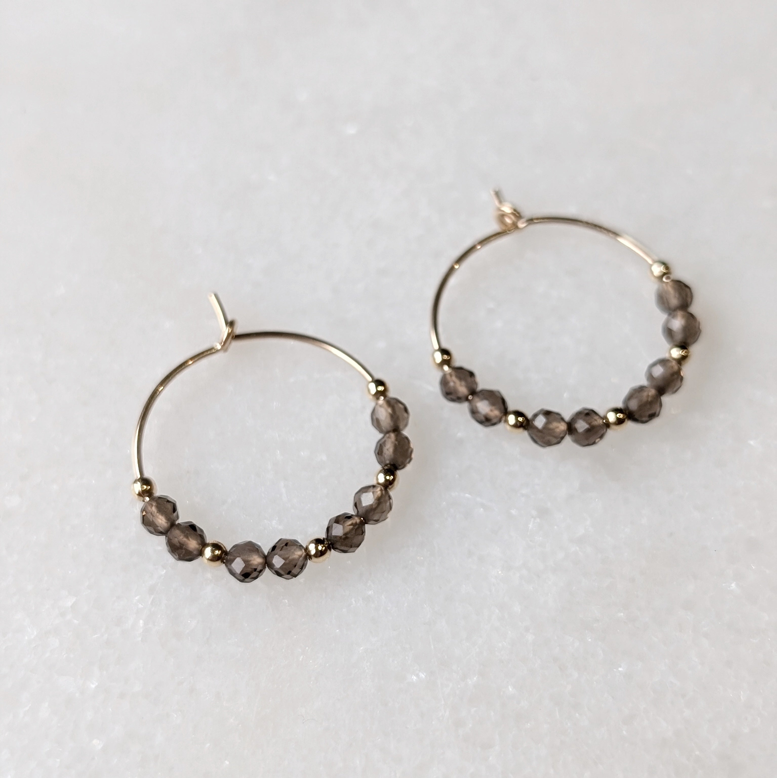 Smoky Quartz Mini Hoops