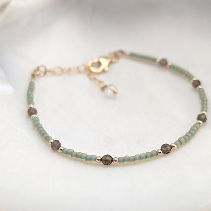 Smoky Quartz Grounding Sea Foam Bracelet