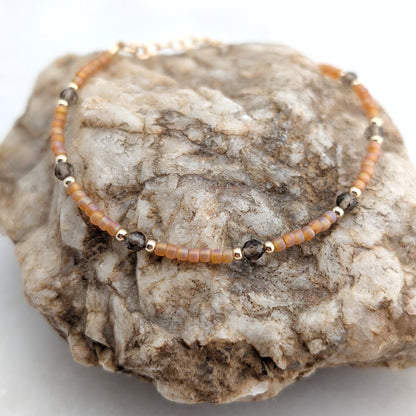 Smoky Quartz Peach Protective Bracelet