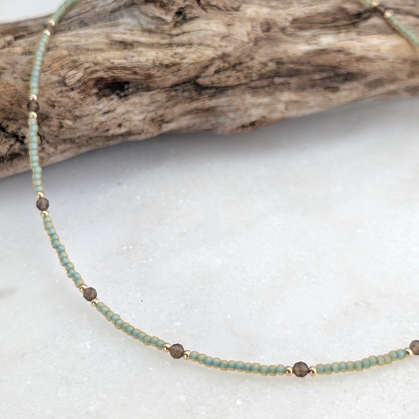 Smoky Quartz Grounding Sea Foam Necklace