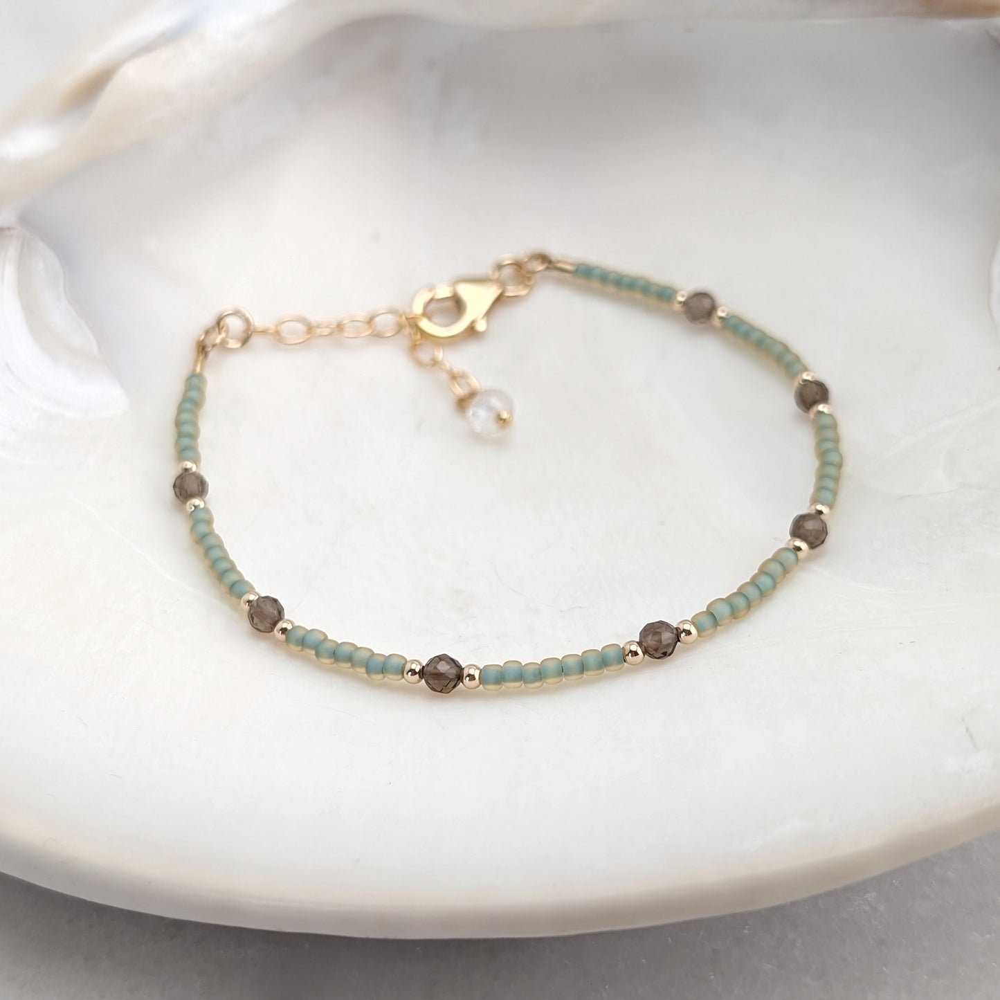 Smoky Quartz Grounding Sea Foam Bracelet