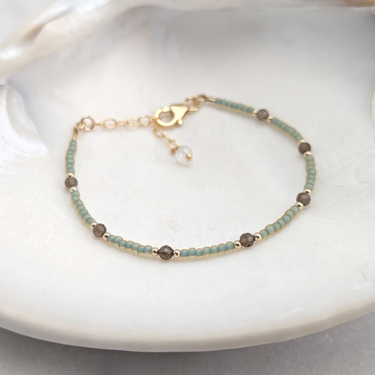 Smoky Quartz Grounding Sea Foam Bracelet