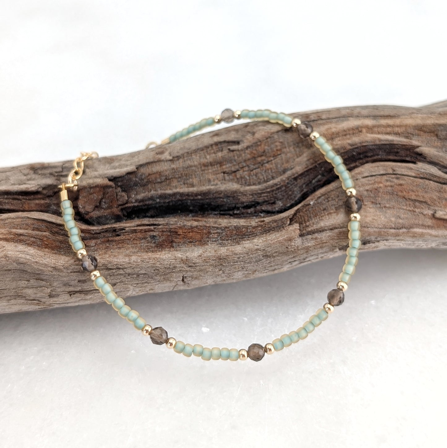 Smoky Quartz Grounding Sea Foam Bracelet