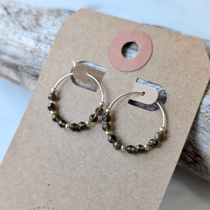 Golden Obsidian Mini Hoops