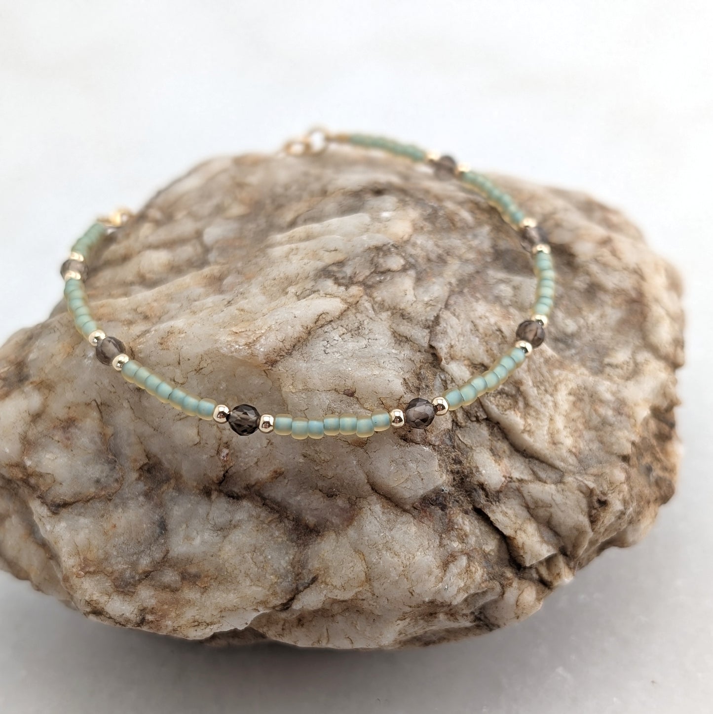 Smoky Quartz Grounding Sea Foam Bracelet