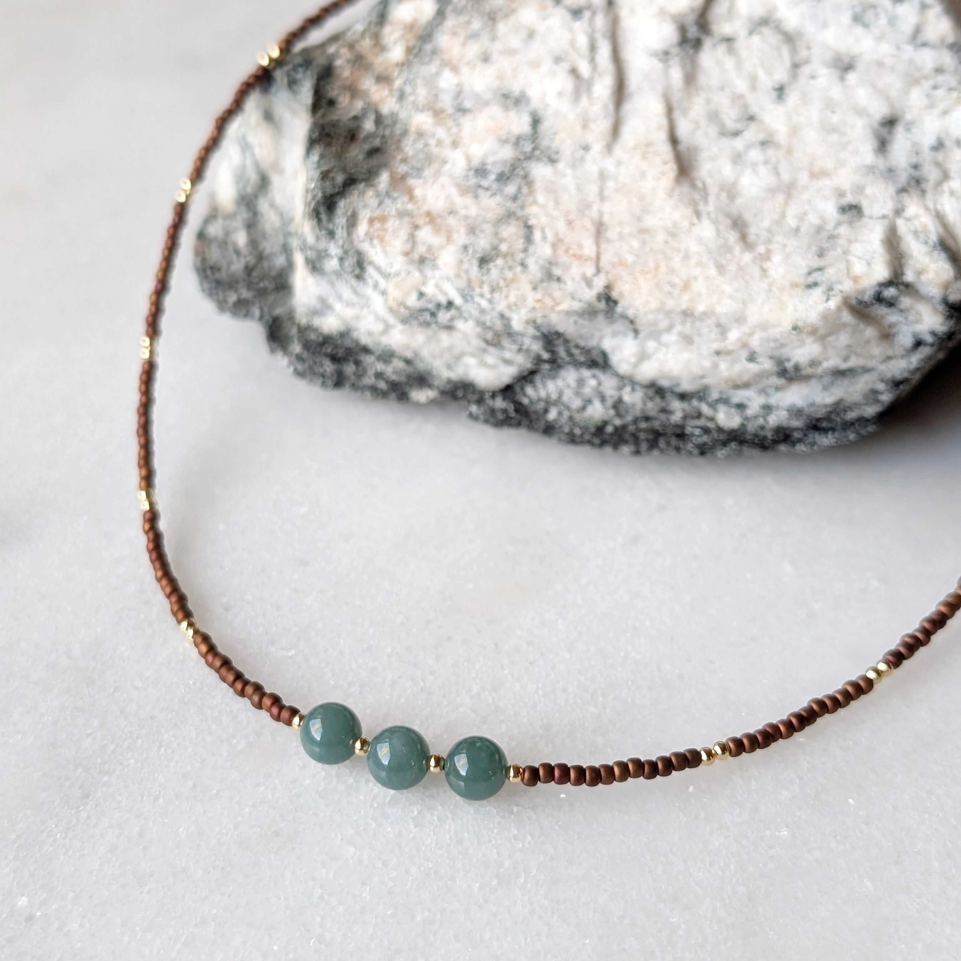 Jade Triple Stone Necklace