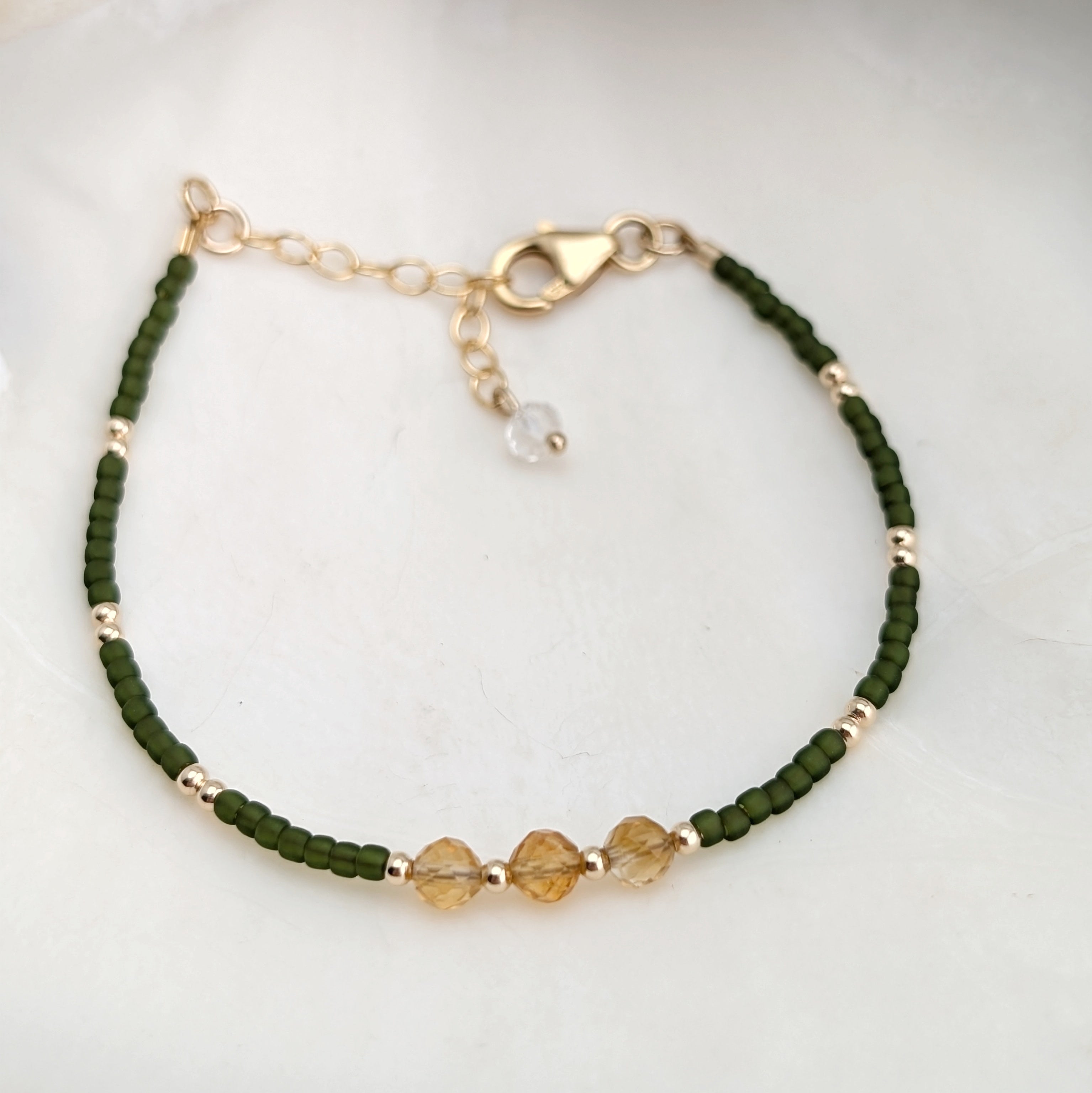 Citrine Olive Triple Abundance Bracelet