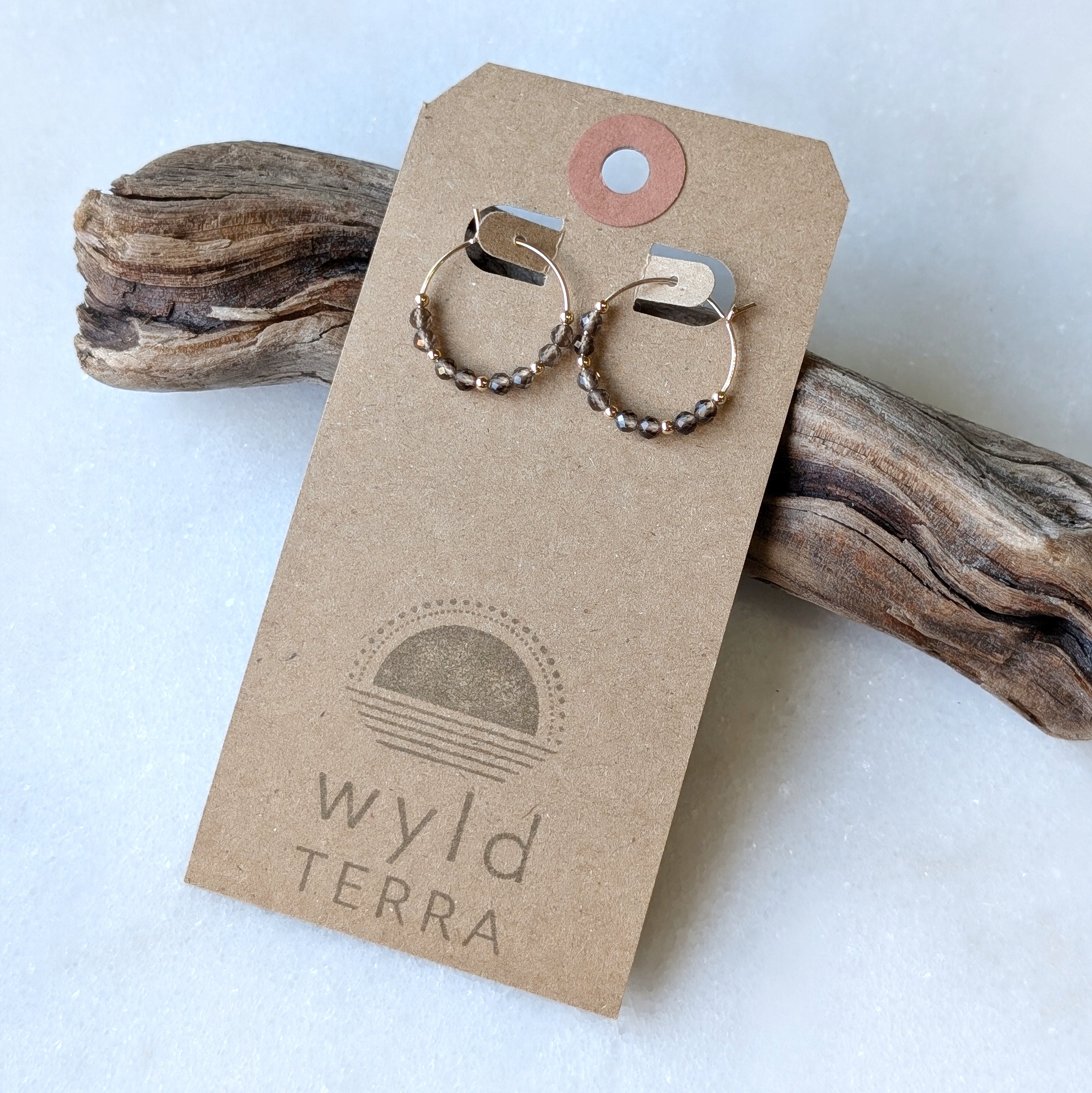 Smoky Quartz Mini Hoops