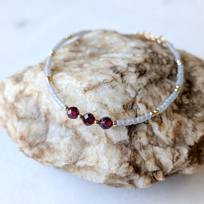 Garnet Gray Waters Triple Bracelet