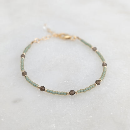 Smoky Quartz Grounding Sea Foam Bracelet