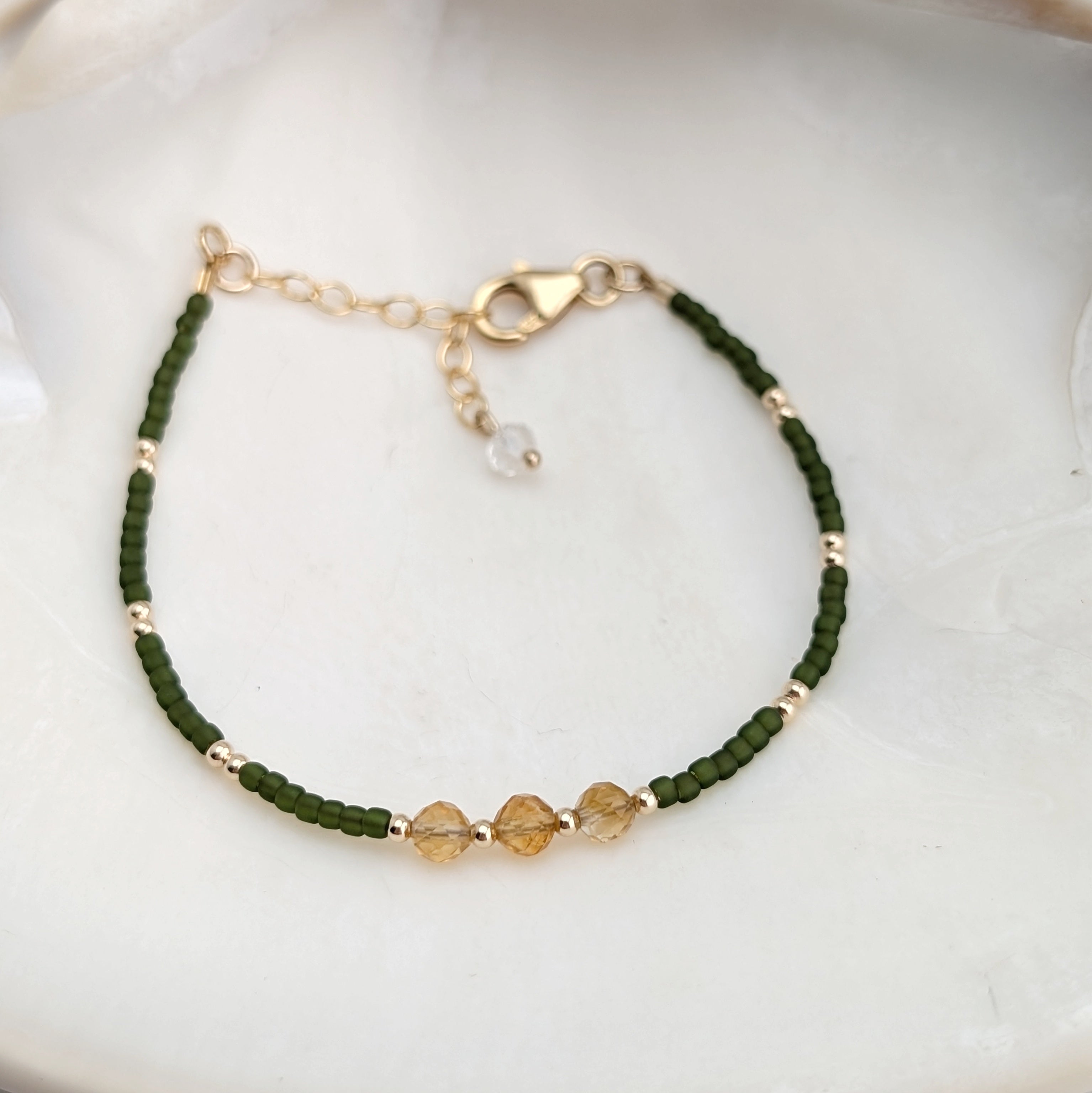 Citrine Olive Triple Abundance Bracelet