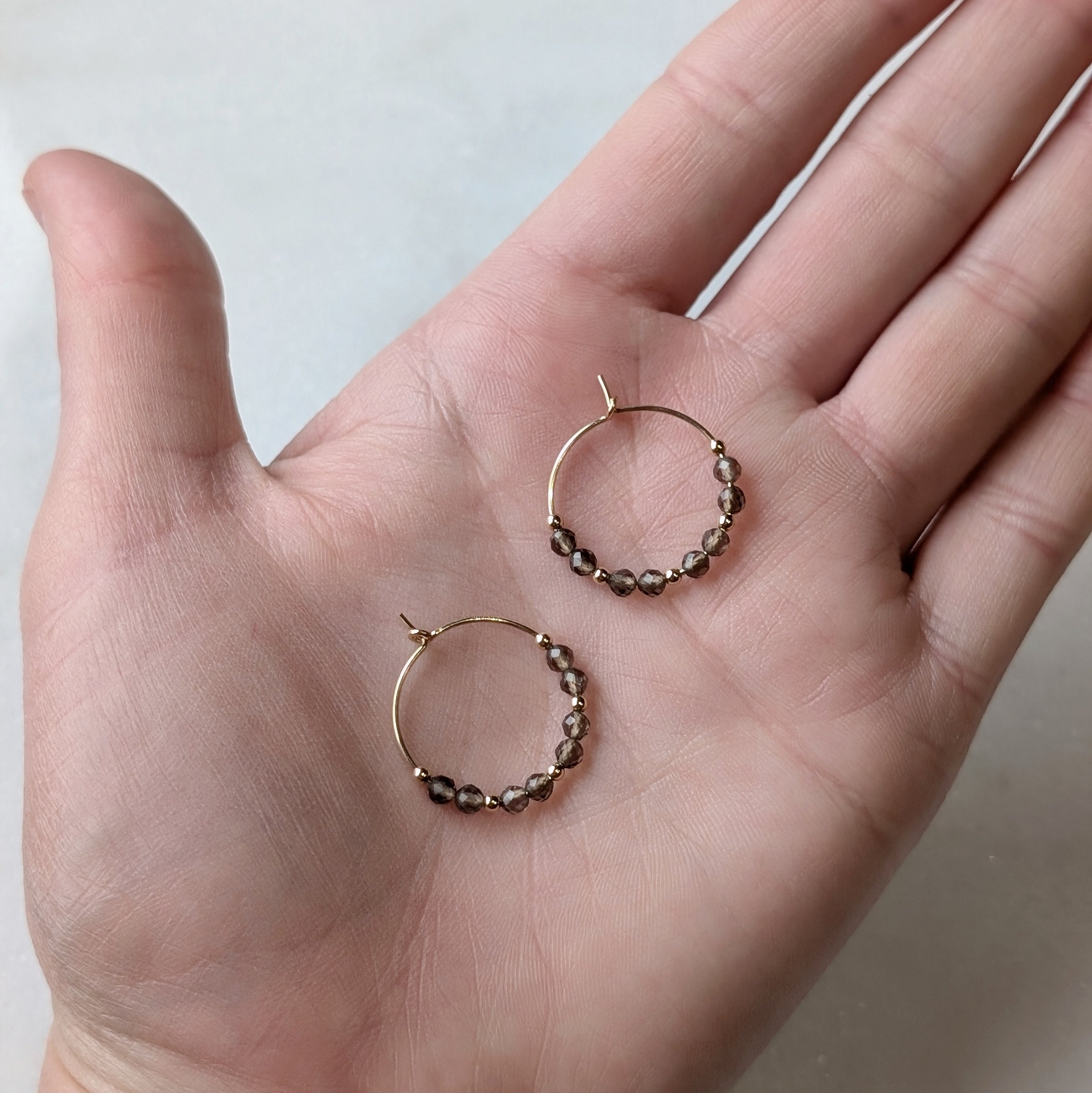 Smoky Quartz Mini Hoops