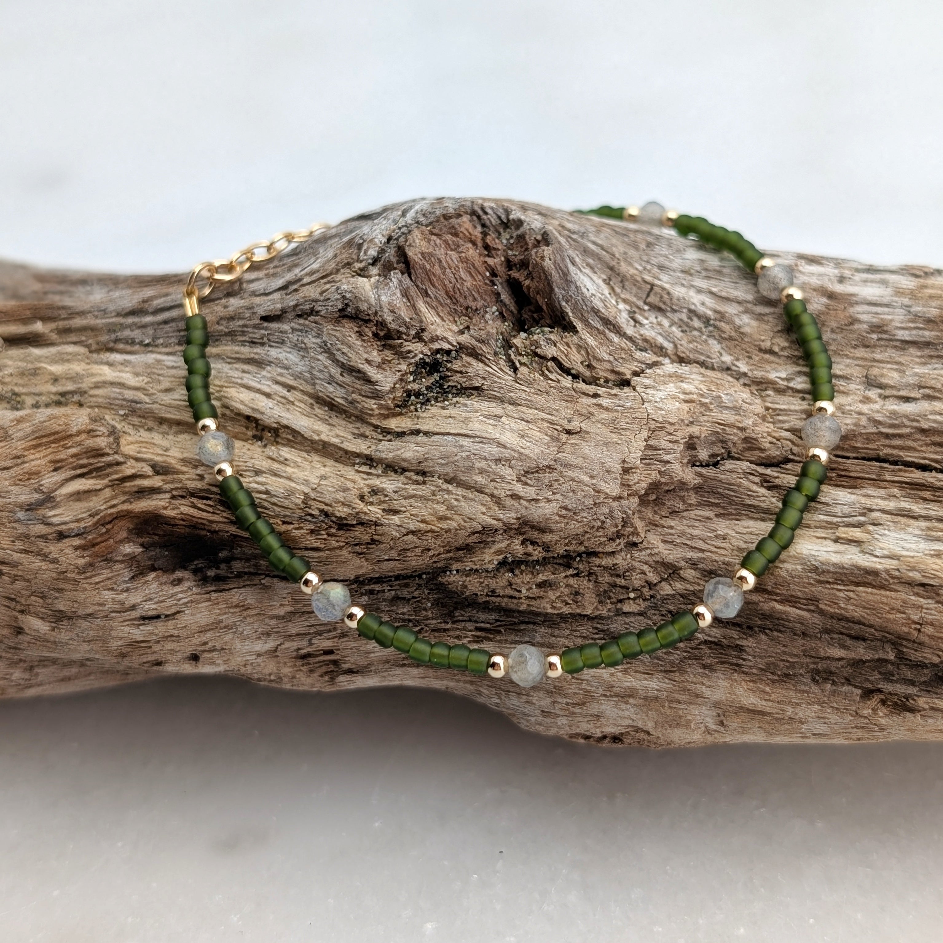 Labradorite Olive Green Transformation Bracelet