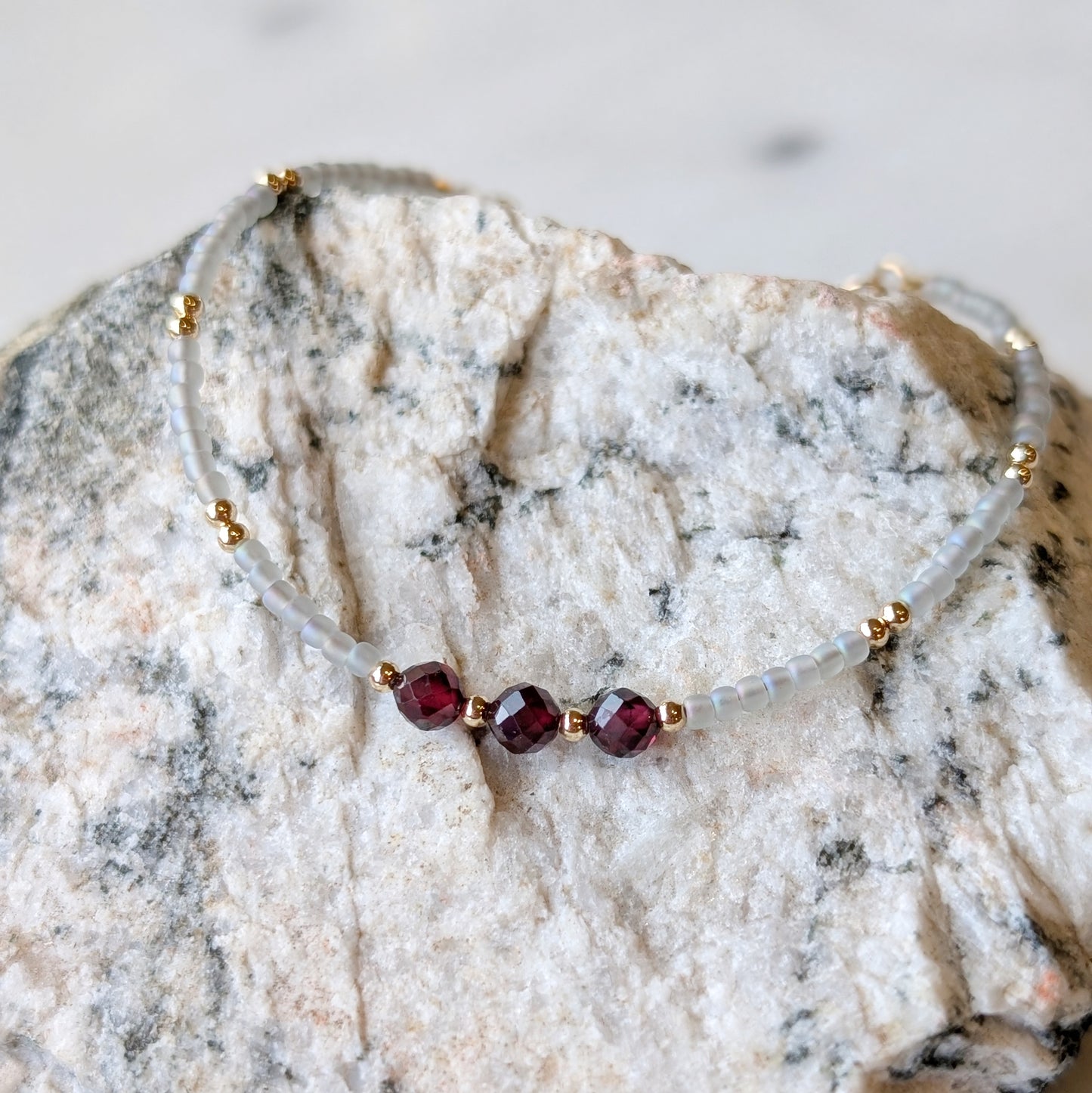 Garnet Gray Waters Triple Bracelet