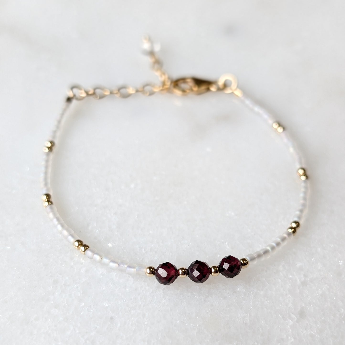 Garnet Pearlescent Noir Triple Bracelet