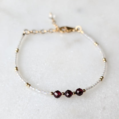 Garnet Pearlescent Noir Triple Bracelet