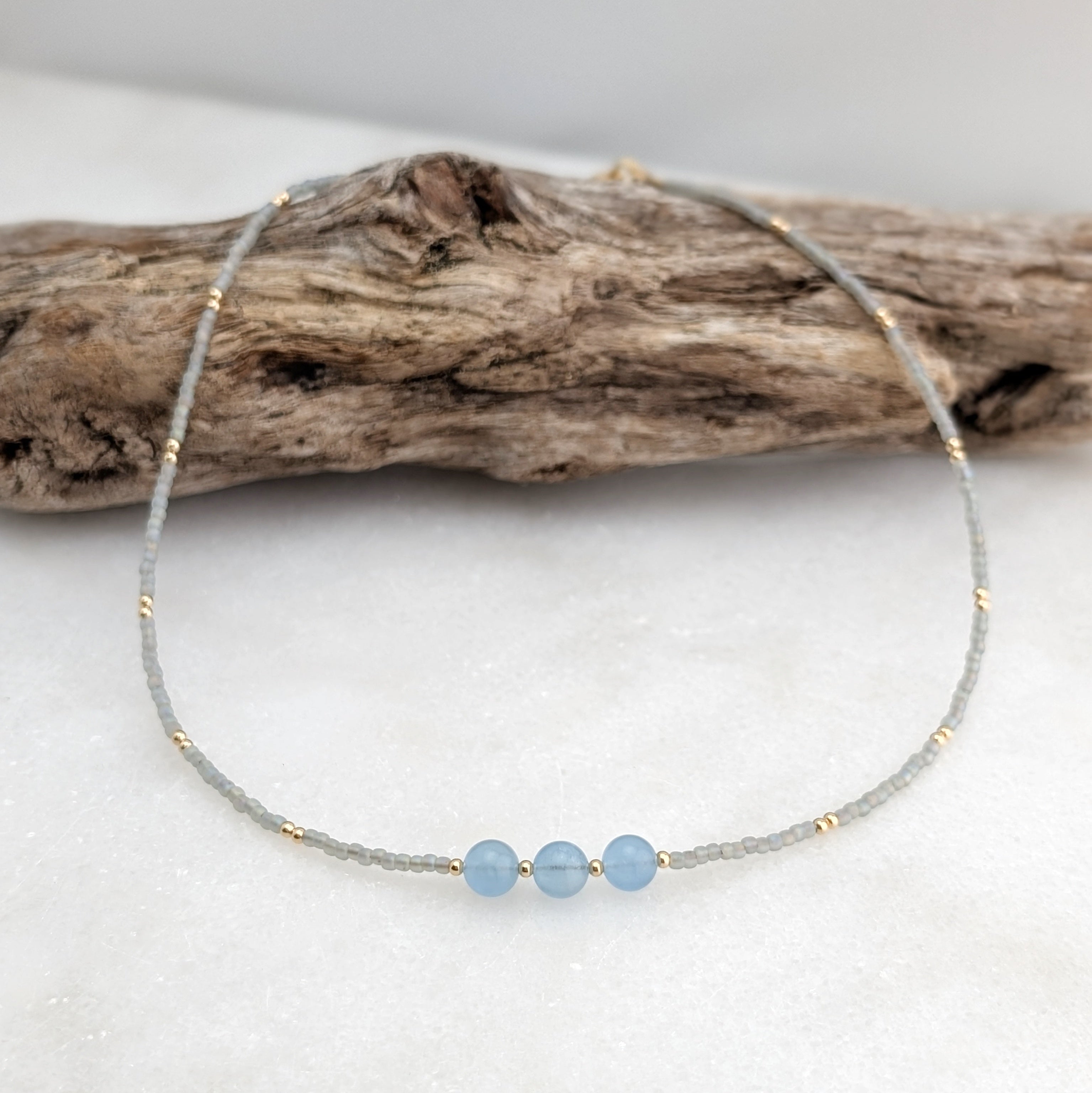 Aquamarine Tranquil Gray Waters Accent Necklace