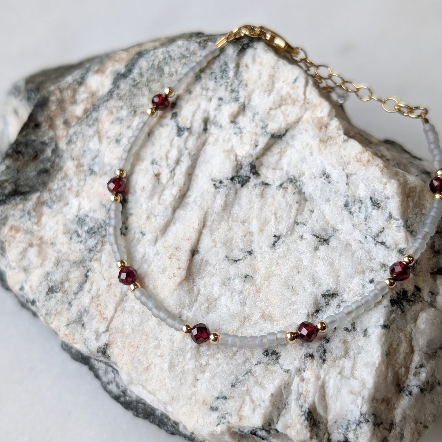 Garnet Gray Waters Bracelet