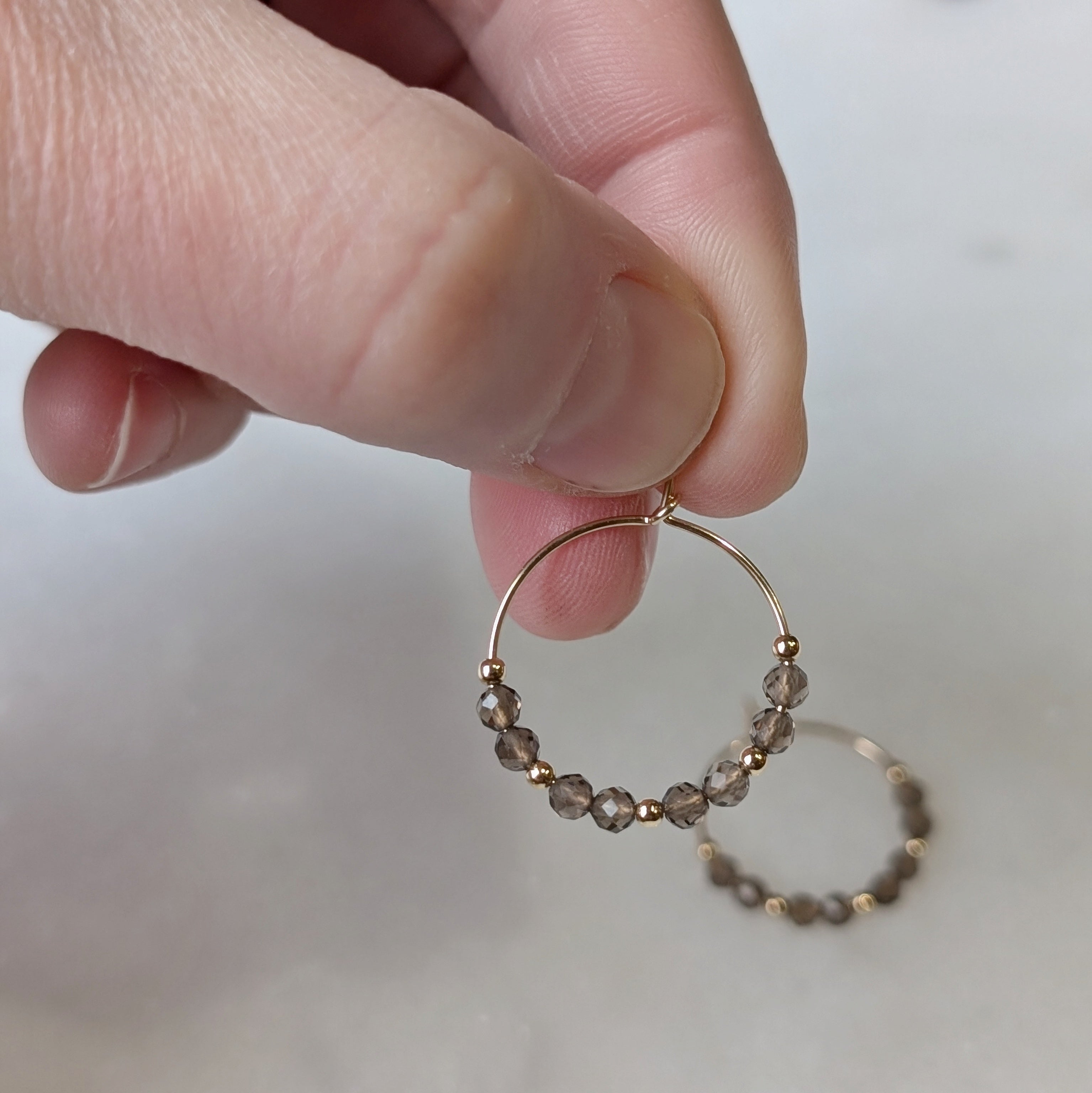 Smoky Quartz Mini Hoops