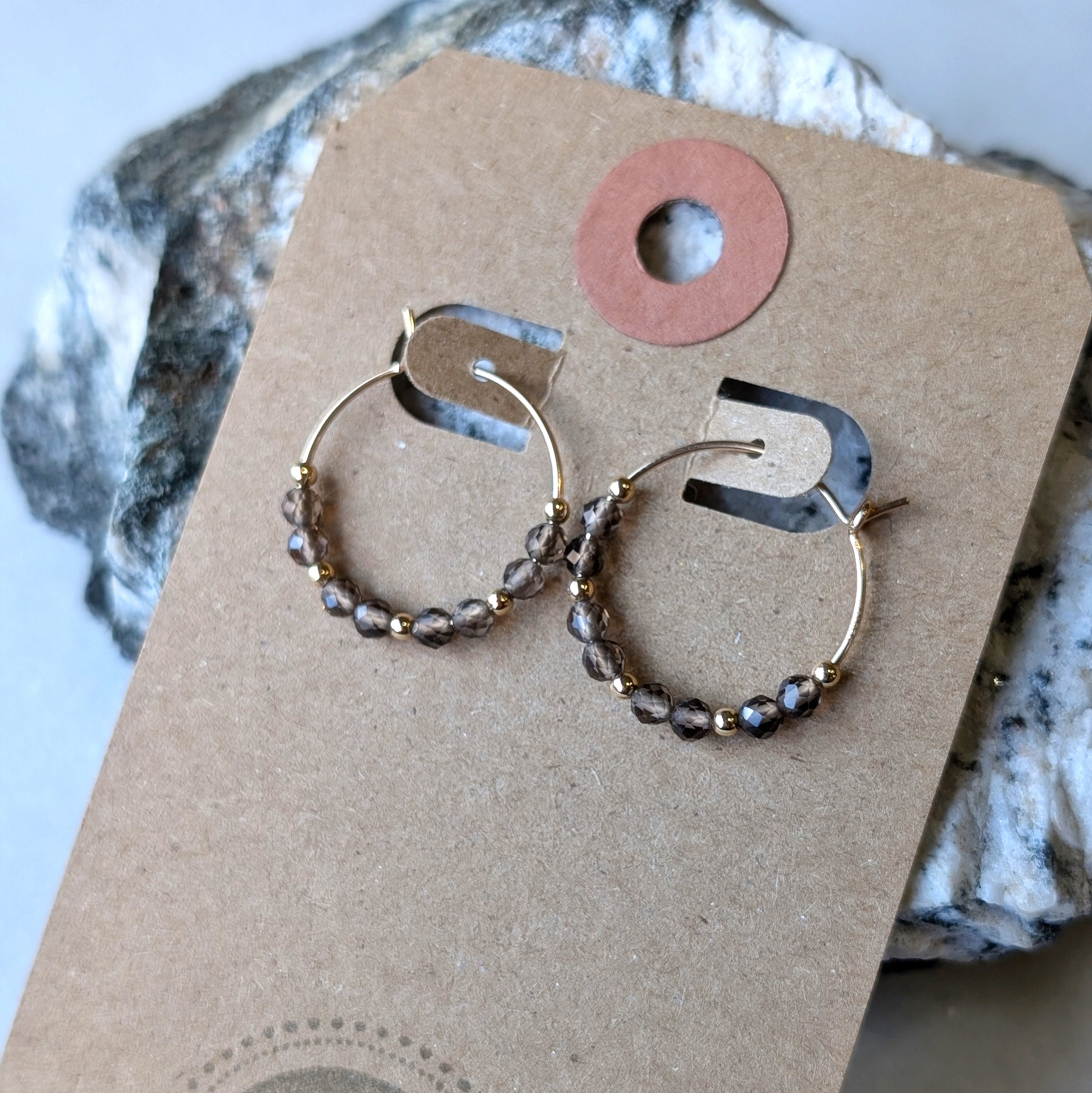 Smoky Quartz Mini Hoops