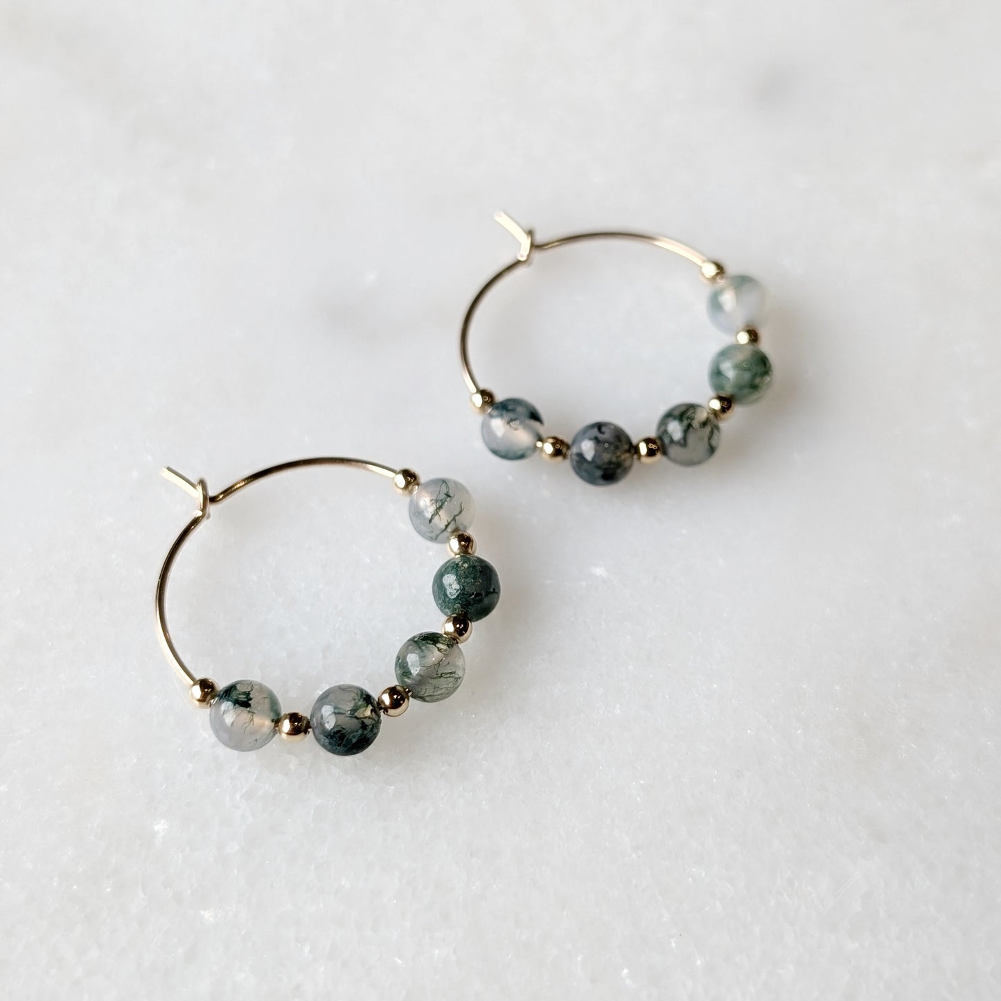 Moss Agate Earth Grounding Mini Hoops