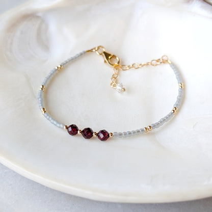 Garnet Gray Waters Triple Bracelet