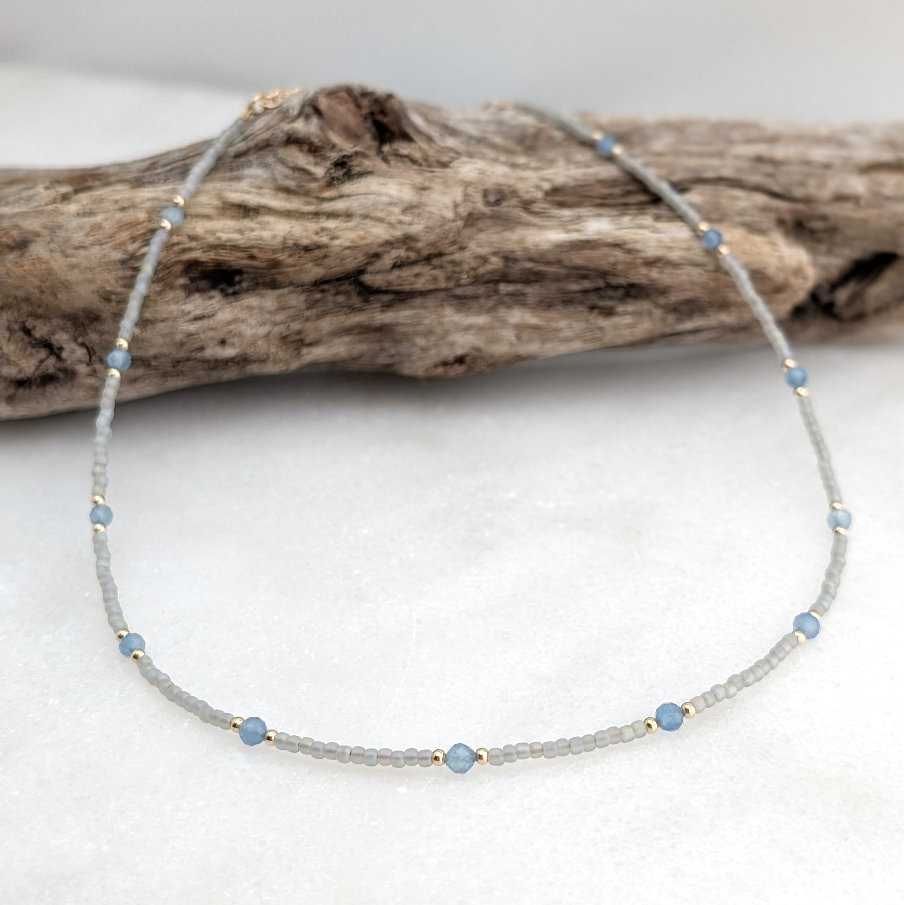 Aquamarine Tranquil Gray Waters Necklace